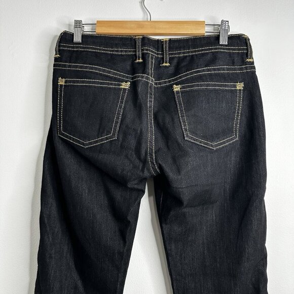 TUFI DUEK Jeans Denim Flare Leg Belted Pants Womens 42 Dark Wash Brazil Y2K 90s - Picture 6 of 13